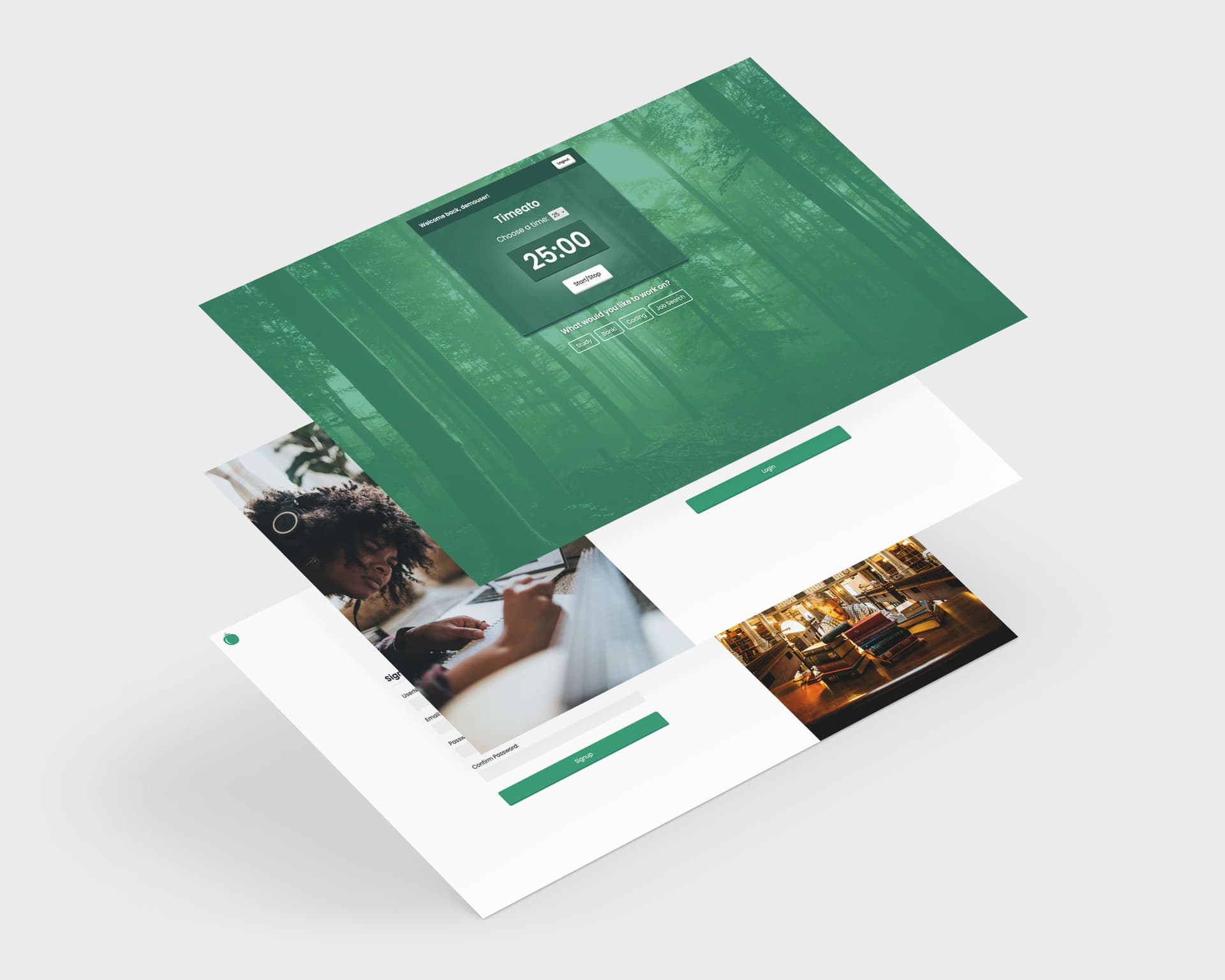 preview of pages from https://timeato.up.railway.app/ website
